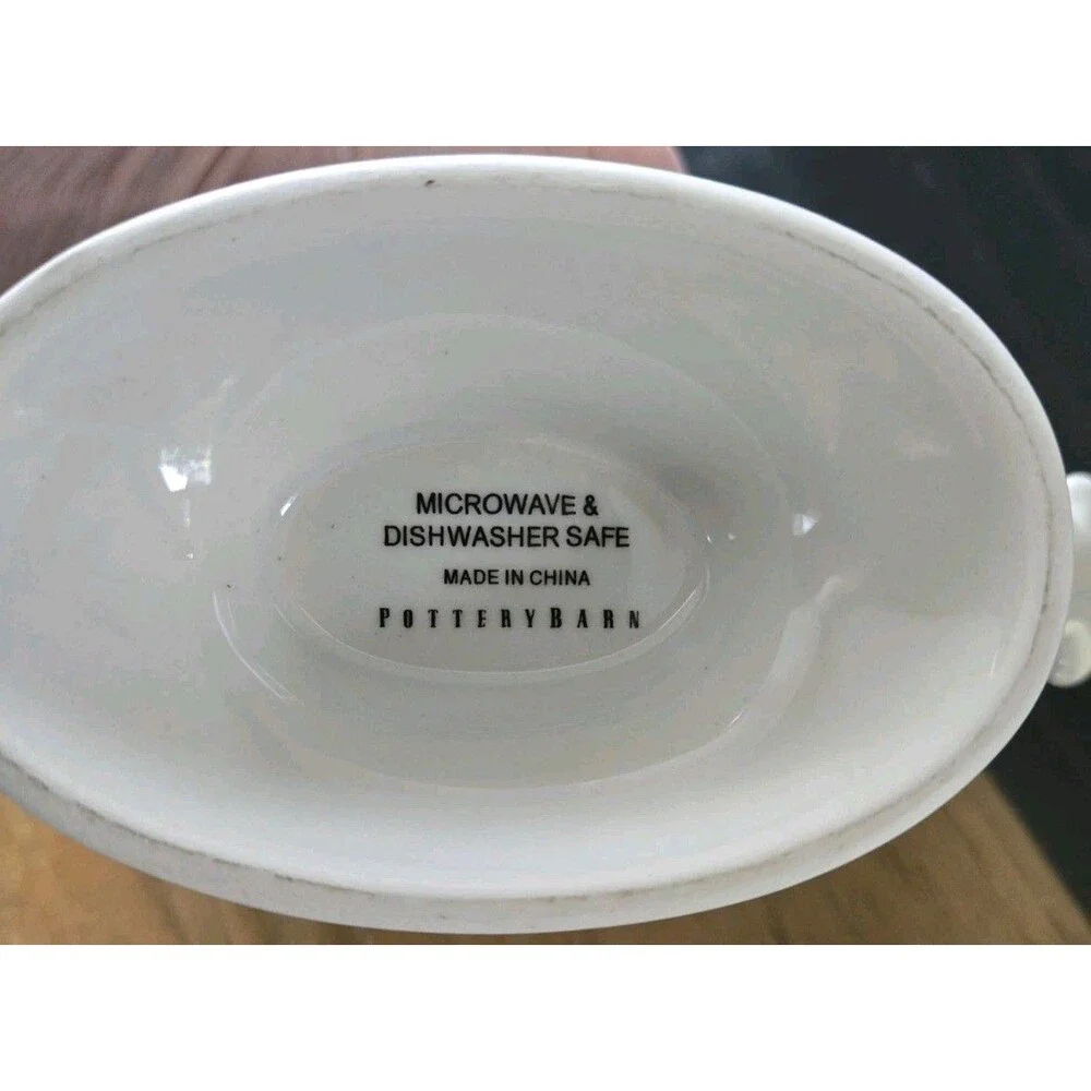 Pottery Barn classic white footed gravy boat signature everyday dining
